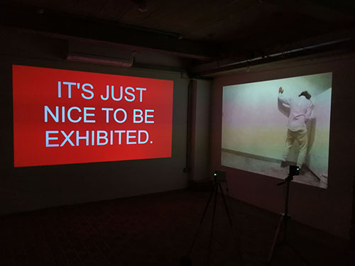IT'S NICE TO BE EXHIBITED. video and performance installtion at the Pie Factory in Margate, UK, September 2017